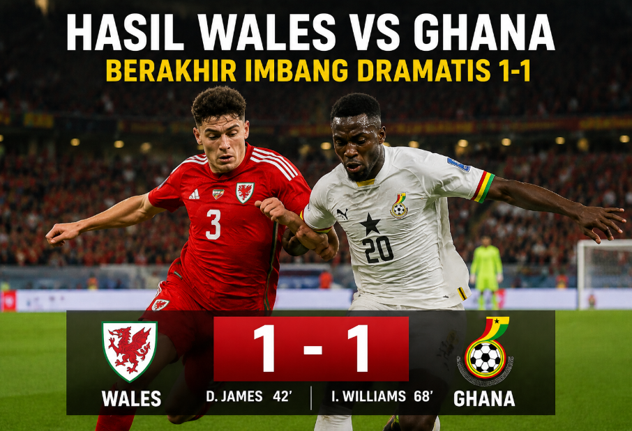 Hasil Wales vs Ghana Berakhir Imbang Dramatis 1-1