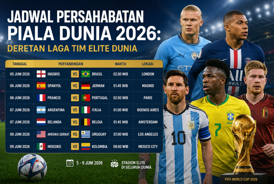 Jadwal Persahabatan Piala Dunia 2026: Deretan Laga Tim Elite Dunia