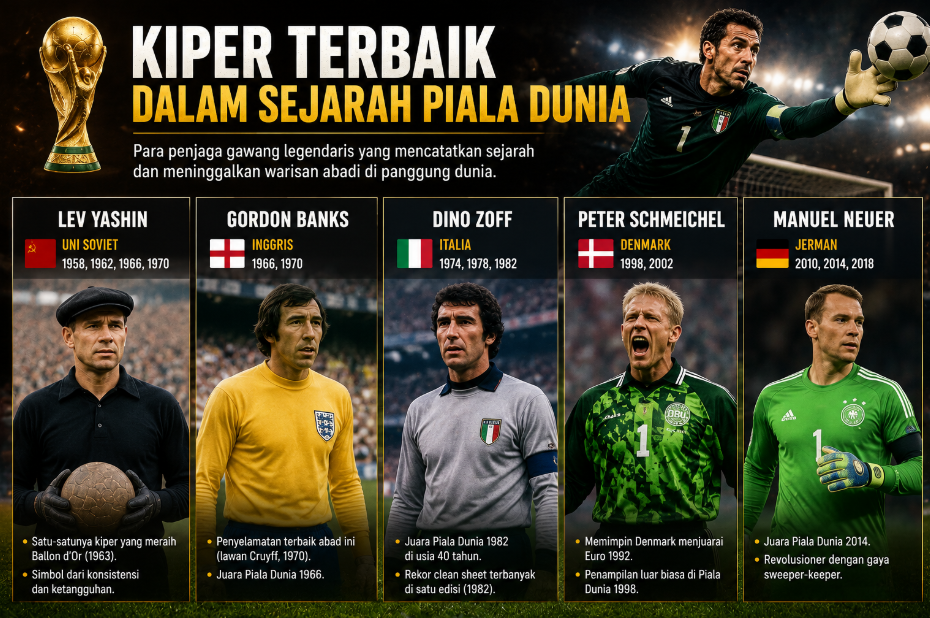 Legenda di Bawah Mistar! Inilah Kiper Terbaik dalam Sejarah Piala Dunia